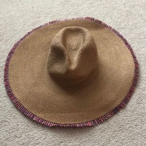 GAP straw hat with multi color fringe